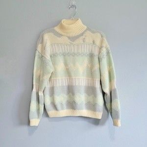 Vintage Bravo Pastel Blue and Cream Knitted Sweater size S